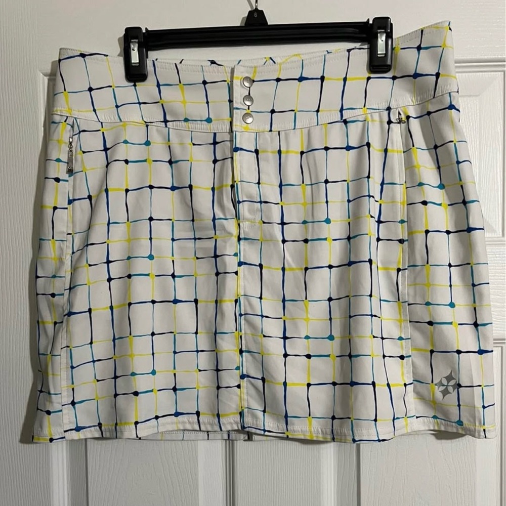 Jofit White Skirt with Blue and Yellow Grid